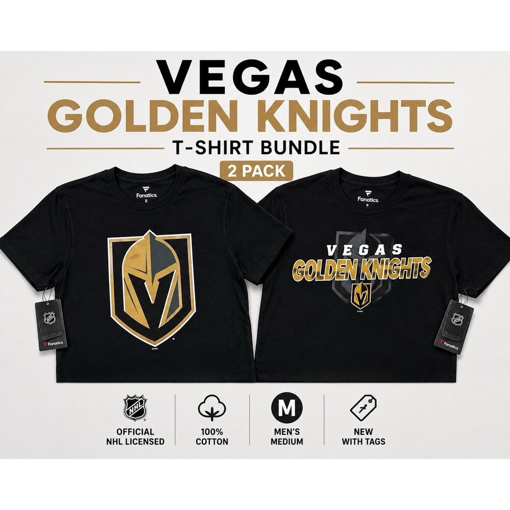 Fanatics Vegas Golden Knights T Shirt Bundle Mens Medium Black NWT NHL 2 Pack